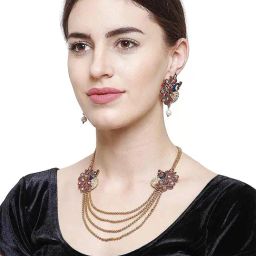 YouBella Gold Plated Multi Color Jewellery Set & Bangles Combo image 2
