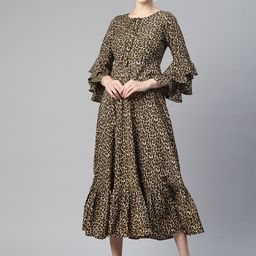 MBE Animal Printed Crepe A-Line Midi Dress-image-36