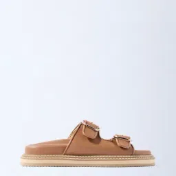 LUNA BLU by Westside Tan Buckle-Detail Slip-On Sandals-picture-25
