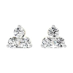 Sparkles Yellow Gold Lab Grown Diamond 14KT 1.05ct 3 Stone Earring For Women-image-8