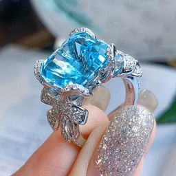Designs & You Silver-Plated American Diamond Crushed Ice Cut Contemporary Finger Ring-4