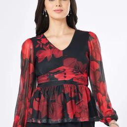 Honey by Pantaloons Black & Red Printed Top-image-24