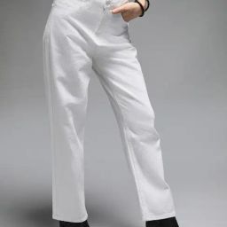 High Star White Cotton Straight Fit High Rise Jeans-image-19