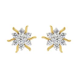 Sparkles Yellow Gold Lab Grown Diamond 14KT 0.92ct Sunflower Earring For Women-image-11