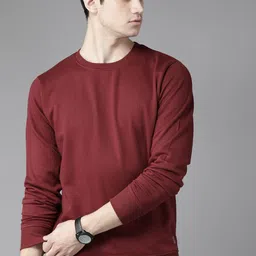 Roadster Men Maroon Solid Sweatshirt-image-30