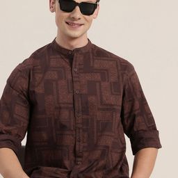 HERE&NOW Pure Cotton Ethnic Printed Casual Shirt-image-15