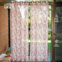 Urban Space Grey Polyester Printed Long Door Curtain with Eyelets & Tiebacks - Set of 2 (8 ft) image 2