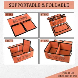 Kuber Industries Orange 2 Pieces Drawer Organiser With Lid image 4