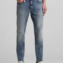 Jack & Jones Men Cotton Mid-Rise Ben Mildly Distressed Heavy Fade Stretchable Jeans-picture-42