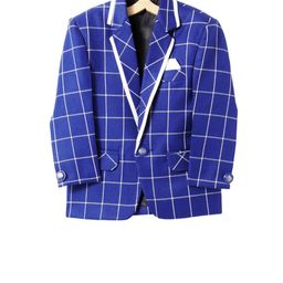 Jeetethnics Boys Blue Checked Single-Berasted Coat-picture-40