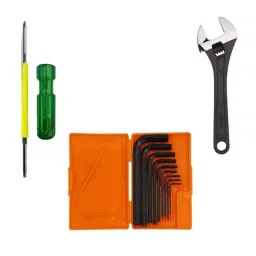 Hillgrove 9 Pcs Full Hex Allen Key Set with 203.2 mm (8 Inch) Adjustable Wrench & 2-in-1 Phillip Screwdriver, HGCM336M1-9