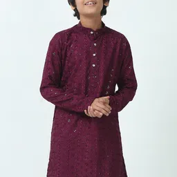 CHILINS Boys Ethnic Motifs Embroidered Kurta with Pyjama-12