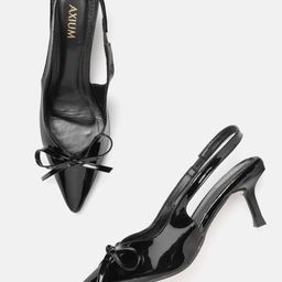 AXIUM Solid Bow Slim Heeled Pumps-10