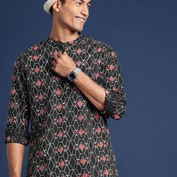 Taavi Ethnic Motifs Bagru Printed Pure Cotton Straight Kurta-picture-38