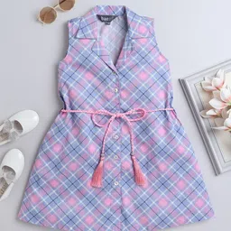 BAESD Girls Checked Printed A-Line Dress-image-40
