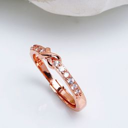 Shining Diva Fashion Rose Gold Plated  Cubic Zirconia Adjustable Ring-42