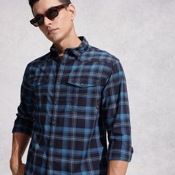 WROGN Pure Cotton Comfort Fit Checked Casual Shirt-image-97