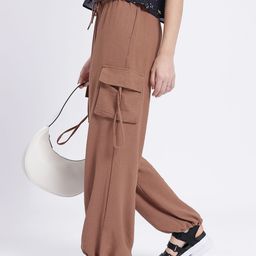 glitchez Women Wrinkling Meets Comfort Cargo-Style Parachute Trousers-image-94