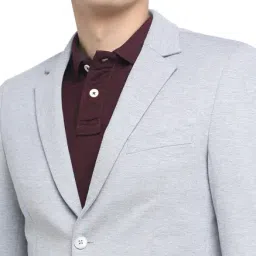 Basics Light Grey Full Sleeves Notched Lapel Blazer image 4