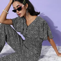 EVERYDAY by ANI Women Stylish Black Printed Nuovo Sleeves Jumpsuit-image-25
