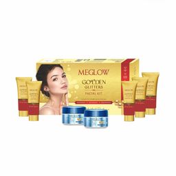 MEGLOW Golden Glitter Facial Kit With Gold Bleach Cream-10