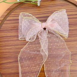 Radhya Accessories Golden Polka Dot Alligator Hair Bow Clip-50