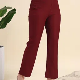 Leewan Women Relaxed Straight Leg Straight Fit High-Rise Trousers-picture-8