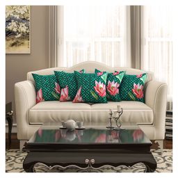 Sej By Nisha Gupta Floral Premium 16 By 16 Cushion Covers Pack of 5 - Green-image-68