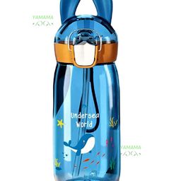 YAMAMA Cartoon Design Anti Leak Water Bottle With Sipper Blue - 550 ml-image-85