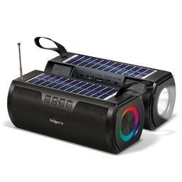 FINGERS SolarHunk2 Portable Speaker With Built In Solar Charging Panel RGB Lights 14 Hrs Playback Duo Charge Bluetooth FM Radio Aux & More- Black-27