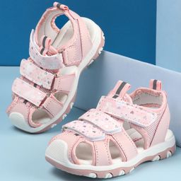 Cute Walk by Babyhug Sandals Velcro Closure with Heart Print - Pink-image-51