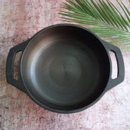 EarthBound Cast Iron Flat Kadai 9 inch - Black-picture-15