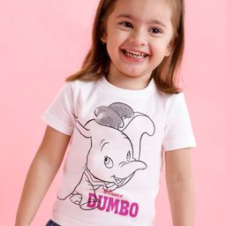 Babyoye Disney Cotton Knit Half Sleeves T-Shirt with Dumbo Graphics   - White-image-71