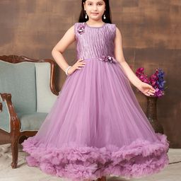 Aarika Sleeveless Floral Detailed Shimmer Embellished Gown - Purple-picture-26