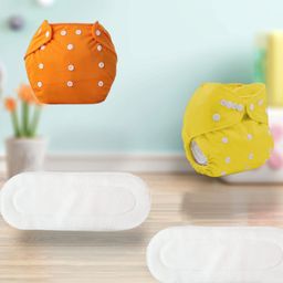 Sparkle Joy Washable & Reusable Cloth Diapers/Nappies Combo Pack of 2 Free size With 2 organic cotton White inserts - Orange & Yellow-5
