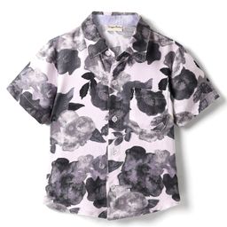 CrayonFlakes Rayon Half Sleeves Floral Printed Shirt - Off White-image-20