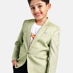 Rikidoos Full Sleeves Solid Blazer With Typography Printed Tee - Pista Green-image-72
