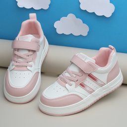TRUFFLE COLLECTION Colour Blocked With Lace Up & Velcro Closure Sneakers - Pink-image-93