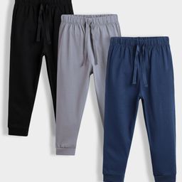 Orange Sugar 100% Cotton Knit Pack Of 3 Solid Joggers - Multi Colour-image-48