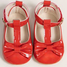 Neska Moda Bow Applique Detailed Anti Skid Booties - Red-18