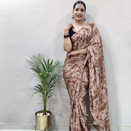 HERE&NOW Tie and Dye Pure Georgette Ready to Wear Jamdani Saree-11