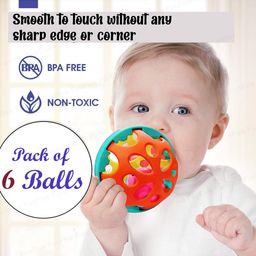 FunBlast Ball Shaped Rattle and Teether Toy for Babies  6 Balls image 2