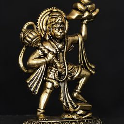 Exotic India Gold-Toned Sanjivani Hanuman Brass Idol Showpiece-image-16