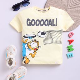 Happy Faces Kids Boys Garfield Printed Pure Cotton T-Shirt-image-94
