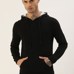 ARISE Men Black Hooded Solid Sweatshirt-image-11
