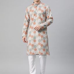Luxrio Men Ethnic Motifs Printed Mandarin Collar Regular Kurta with Pyjamas-37