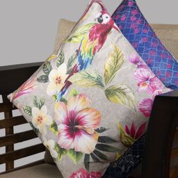 HOUZZCODE Blue & Grey Set of 2 Elephants Square Cushion Covers image 2