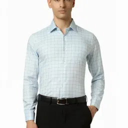 Van Heusen Blue Slim Fit Checks Shirt-picture-20