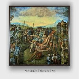 The Art House Brown & Blue The Crucifixion of Saint Peter Wooden Framed Painting Wall Art-image-68