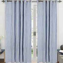 Saral Home Blue 7 ft. Eyelet Door Curtains - Set of 2-18